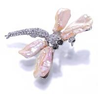 dancing dragonfly peach pearl brooch and pendant