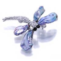 dancing dragonfly black pearl brooch and pendant