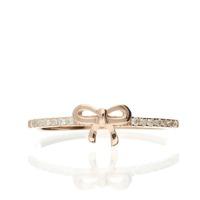 darcey bow ring band in sterling silver and cubic zirconia with rose g ...