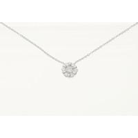 Darcey Floral Crystal Pendant Necklace In Sterling Silver With Cubic Zirconia Detailing.