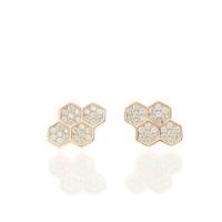 Darcey Sterling Silver Pavé Asymetrical Cubic Zirconia Stud Earrings Rose Gold