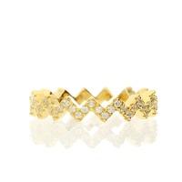Darcey Zig Zag Ring Band In Sterling Silver And Yellow Gold With Cubic Zirconias