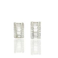 Darcey Shimmering Sleeper Earrings Studs In Sterling Silver With Cubic Zirconia Detailing