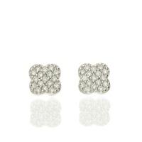 Darcey Clover Stud Earrings In Sterling Silver And Cubic Zirconia Detailing.