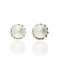 Darcey Simplistic And Elegant Pearl Stud Earrings In Sterling Silver