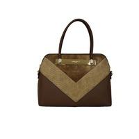 David Jones Structured Handbag with Asymmetric and Metal Detailing in Brown