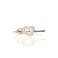 Darcey Double Heart Ring Band In Sterling Silver And Cubic Zirconia In Rose Gold Plating