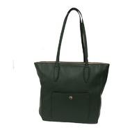 David Jones Tote Shopper Handbag with Pocket Detailing in Dark Green