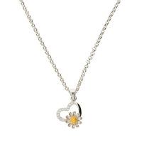 Darcey Open Heart Pendant With Flower Detail In Sterling Silver