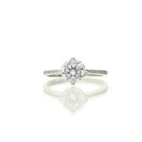 darcey square set crystal ring with pav ring band in silver