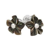 dark mother of pearl earrings platycodon studs tuberose silver