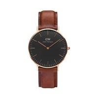 daniel wellington classic black st mawes 36mm rose gold watch