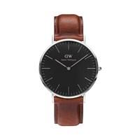 daniel wellington classic black st mawes 40mm silver watch