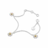 daisy london silver and gold plated 8mm triple daisy charm bracelet br ...