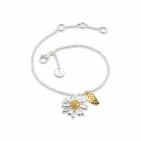 Daisy London Silver and Gold Plated Daisy and Feather Bracelet BR2111