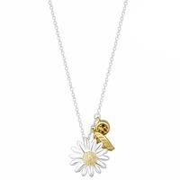 Daisy London Silver and Gold Daisy, Feather and Citrine Pendant N2016