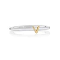 daisy london alpha silver gold plate initial v ring