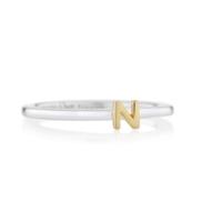 Daisy London Alpha Silver Gold Plate Initial N Ring