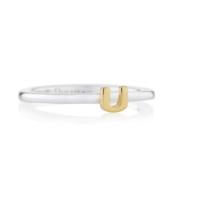 Daisy London Alpha Silver Gold Plate Initial U Ring