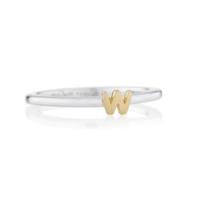 daisy london alpha silver gold plate initial w ring