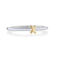 daisy london alpha silver gold plate initial x ring