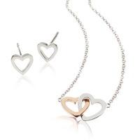 Daisy London Intertwined Hearts Necklace and Earrings Gift Set VD002