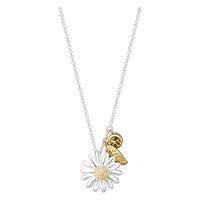 daisy and feather drop 15mm gold plated necklace