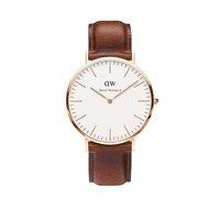 Daniel Wellington Gents Rose Gold Plated Classic St Andrews Brown Leather 40mm Watch