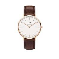 Daniel Wellington Gents Classic Bristol Rose Gold Plated and Brown Leather 40mm Watch