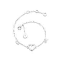 Daisy Silver Open Heart Good Karma Chain Bracelet