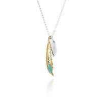 daisy native spirit turquoise two feather necklace