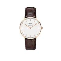 Daniel Wellington Ladies Classic York Brown Leather 36mm Watch