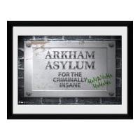 DC Comics Batman Comic Arkham Asylum Sign - Framed Photographic - 16 x 12inch