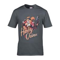 DC Comics Men\'s Bombshell Harley Quinn Logo T-Shirt - Grey - M