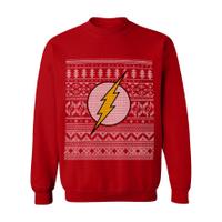 dc comics mens the flash christmas fairisle sweatshirt red xl
