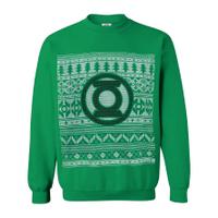 DC Comics Men\'s Green Lantern Christmas Fairisle Sweatshirt - Green - XL