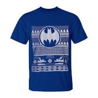 DC Comics Men\'s Batman Fairisle Christmas T-Shirt - Blue - S