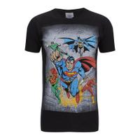 DC Comics Men\'s Superhero Flying T-Shirt - Black - S