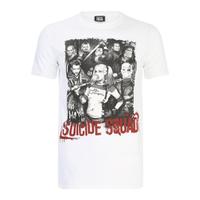 DC Comics Men\'s Suicide Squad Harley Quinn and Squad T-Shirt - White - S