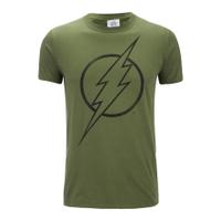 DC Comics Men\'s The Flash Line Logo T-Shirt - Military Green - S