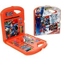 Dc Superman 40pc Art Set Case Colour Paint Pencils Crayons Book Official Gift
