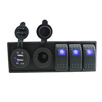 DC 12V/24V LED Digital 3.1A dual USB charger power Socket with toggle rocker switches jumper wires and housing holder