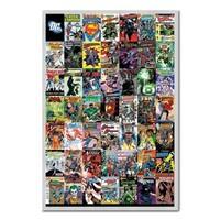 DC Comics Covers Montage Poster Silver Framed - 96.5 x 66 cms (Approx 38 x 26 inches)