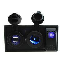 DC 12V/24V LED 4.2A dual USB charger power Socket with rocker switch jumper wires and housing holder