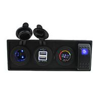 DC 12V led power 3.1A USB port Sockets led voltmeter with rocker switch jumper wires and housing holder