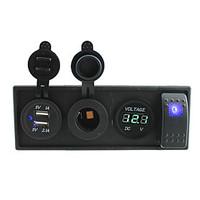 DC 12V/24V led power voltmeter 3.1A USB port Sockets with rocker switch jumper wires and housing holder