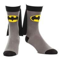 Dc Comics Batman Classic Logo Crew Socks With Cape Attachment 39/42 Grey/black