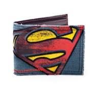 Dc Comics Superman Vintage Distressed Logo Bi-fold Denim Wallet Blue