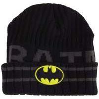 Dc Comics Batman Acrylic Mask Knit Beanie Hat With Classic Logo Black/grey
