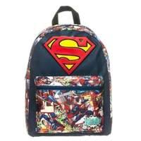 Dc Comics Superman Big Logo Backpack With Comic Artwork Dark Blue (bp0hbmspm)